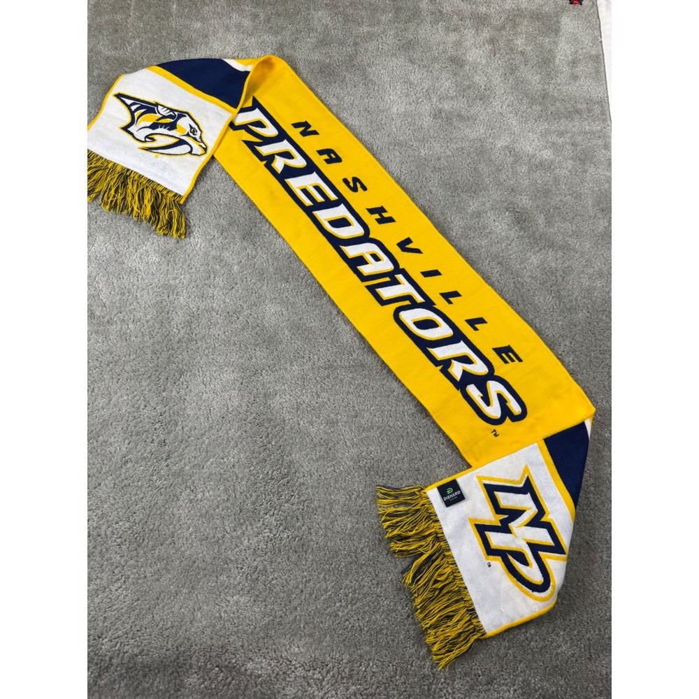 Nashville Predators NHL Diehard Scarf Gold Navy Blue Knit Fringed Fan Scarf